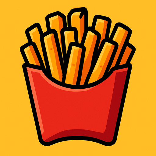 Oatates kızartması Fast Food.
In-Game asset.  2d.  High contrast.  No shadows