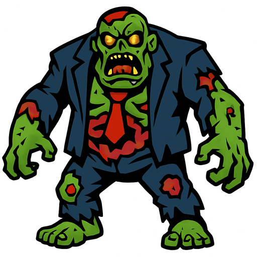 boss zombie.
In-Game asset.  2d.  High contrast.  No shadows