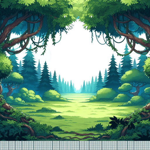 a clearing in the forest.
Single Game Texture.  In-Game asset.  2d.  Blank background.  High contrast.  No shadows