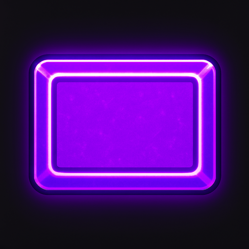 Purple neon rectangle block.
In-Game asset.  2d.  High contrast.  No shadows