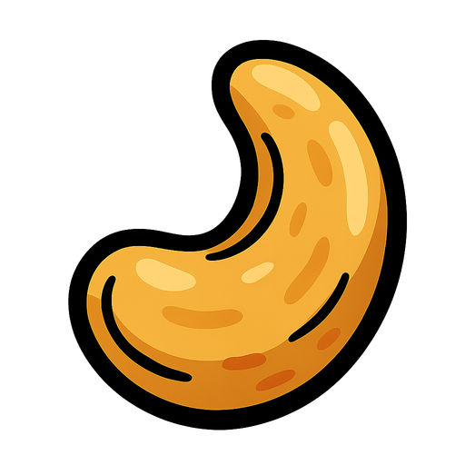 Cashew nut.
In-Game asset.  2d.  High contrast.  No shadows
