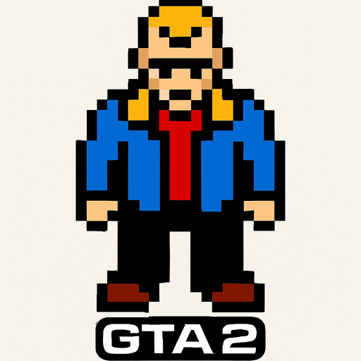 GTA 2 karakteri.
In-Game asset.  2d.  High contrast.  No shadows