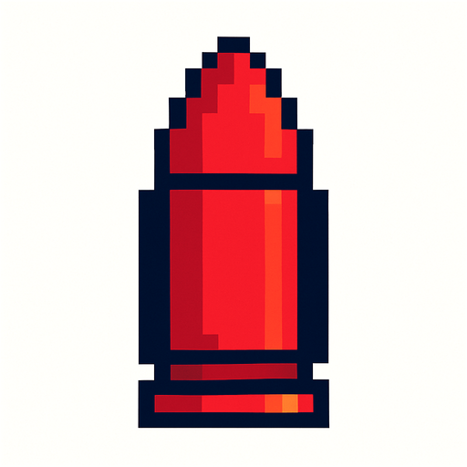 kırmızı pixel art bir mermi.
In-Game asset.  2d.  High contrast.  No shadows