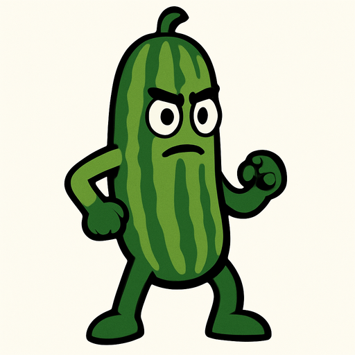 cucumber human.
In-Game asset.  2d.  High contrast.  No shadows