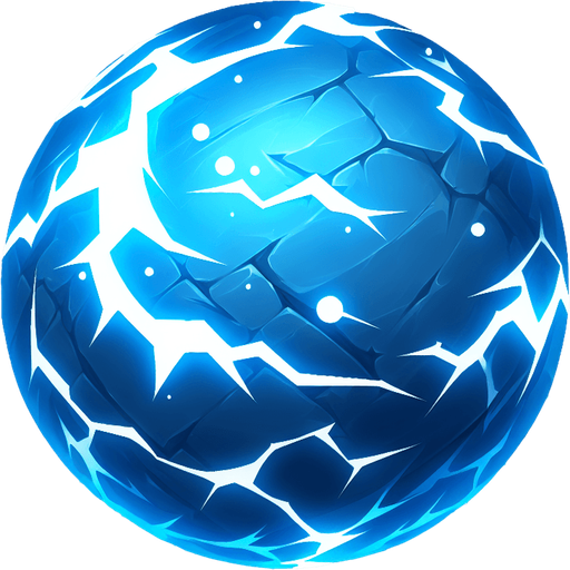 blue thunder orb entity.
Single Game Texture.  In-Game asset.  2d.  Blank background.  High contrast.  No shadows