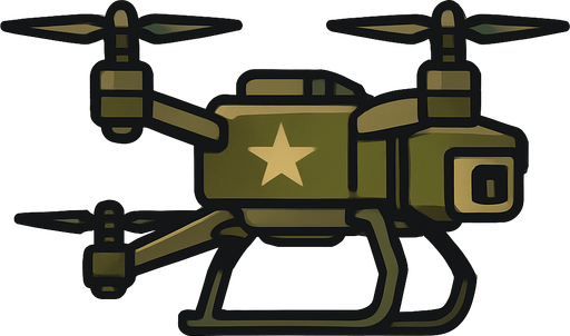 Military quadcopter side view
In-Game asset.  2d.  High contrast.  No shadows