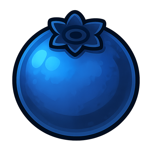 Blueberry.
Single Game Texture.  In-Game asset.  2d.  Blank background.  High contrast.  No shadows