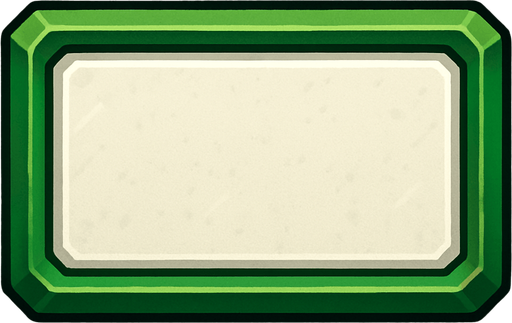 Rectangular button with size 200x100, green outline, white interior, with light details.
In-Game asset.  2d.  High contrast