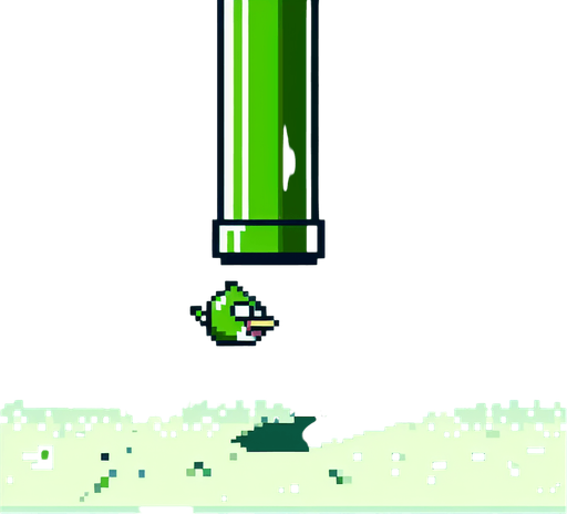 flappy bird pixel green pipe from bottom.
Single Game Texture. In-Game asset. 2d. Blank background. High contrast. No shadows.