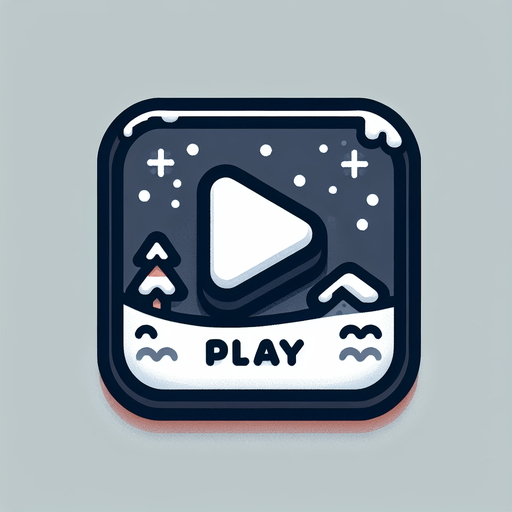 A button with the text "play". Winter theme Single Game Texture. In-Game asset. 2d. Blank background. High contrast. No shadows.
