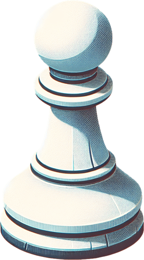 White pawn.
Single Game Texture.  In-Game asset.  2d.  Blank background.  High contrast.  No shadows