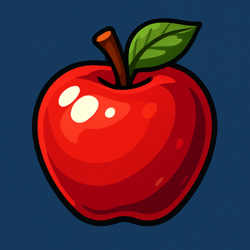 Shiny apple.
In-Game asset.  2d.  High contrast.  No shadows