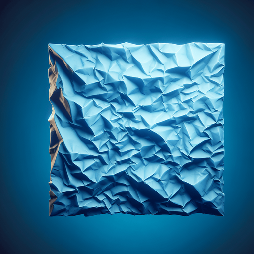 A cyan crumpled paper texture.
Single Game Texture.  In-Game asset.  2d.  Blank background.  High contrast.  No shadows