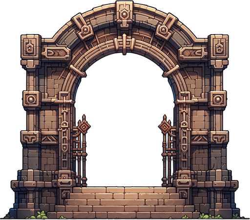Exit Gate.
Single Game Texture.  In-Game asset.  2d.  Blank background.  High contrast.  No shadows