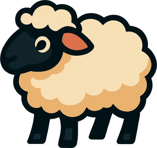 Sheep.
In-Game asset.  2d.  High contrast.  No shadows