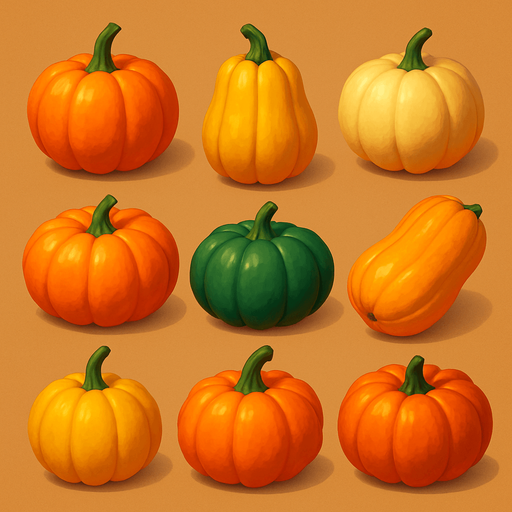 Pack of different pumpkin, painted 3D pumpkin, without black lines around it!
In-Game asset.  High contrast.  No shadows. 3D
