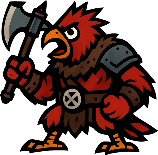 2d bird berserker.
In-Game asset.  2d.  High contrast.  No shadows