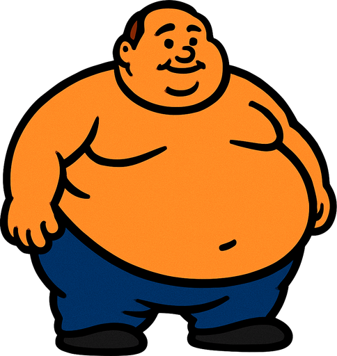 a lot fat.
In-Game asset.  2d.  High contrast.  No shadows
