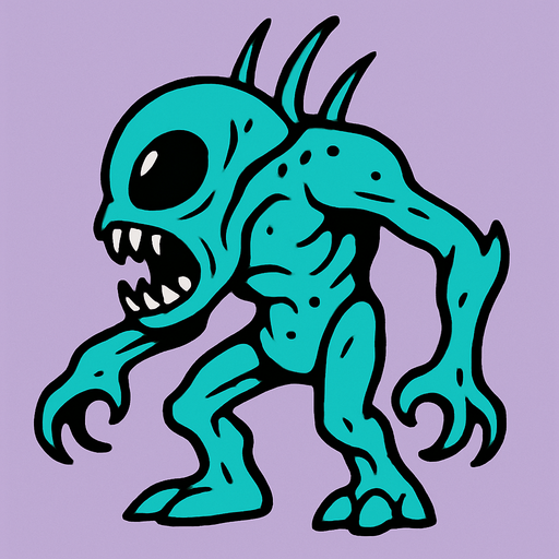 alien creature drawing.
In-Game asset.  2d.  High contrast.  No shadows