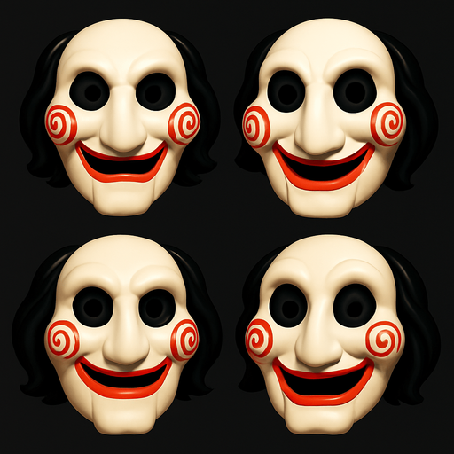 3D the Saw Scary but funny face meme. different faces look. face only
In-Game asset.  3D.  High contrast.  No shadows