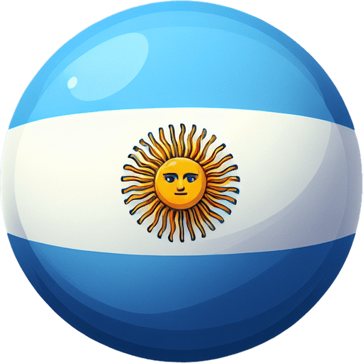la bandera de argentina redonda.
Single Game Texture.  In-Game asset.  2d.  Blank background.  High contrast.  No shadows