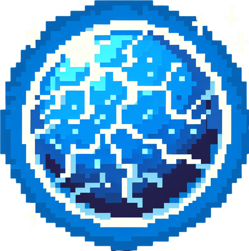 pixel art blue light thunder ball.
Single Game Texture.  In-Game asset.  2d.  Blank background.  High contrast.  No shadows