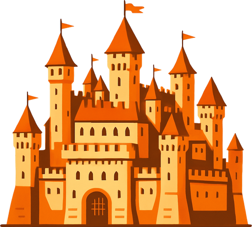a big castle.
In-Game asset.  2d.  High contrast.  No shadows