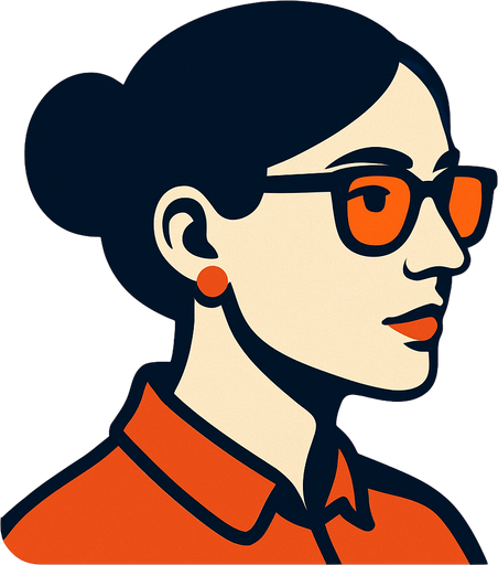 an intellectual woman's profile photo.
In-Game asset.  2d.  High contrast.  No shadows