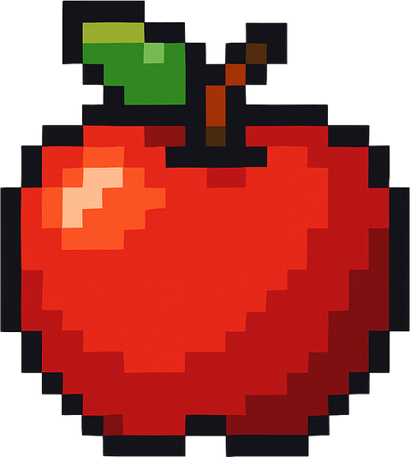 pixel art 2d apple.
In-Game asset.  2d.  High contrast.  No shadows
