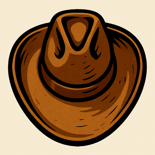 A cowboy hat from top.
In-Game asset.  2d.  High contrast.  No shadows