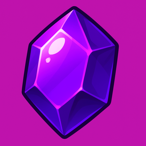 Mor taş parlak belirgin.
In-Game asset.  2d.  High contrast.  No shadows