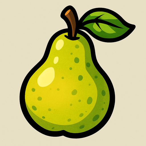 pear fruit.
In-Game asset.  2d.  High contrast.  No shadows. animated. cartoon