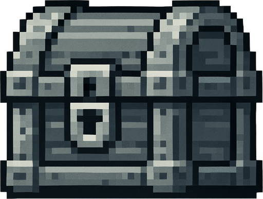 2d pixel bir demir hazine kutusu.
In-Game asset.  2d.  High contrast.  No shadows