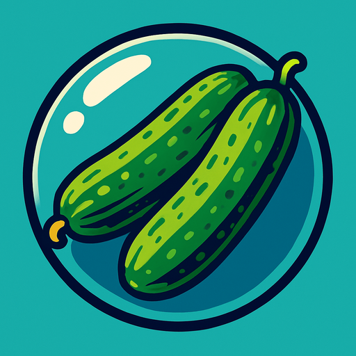 2 cucumbers inside a glass  bubble.
In-Game asset.  2d.  High contrast.  No shadows