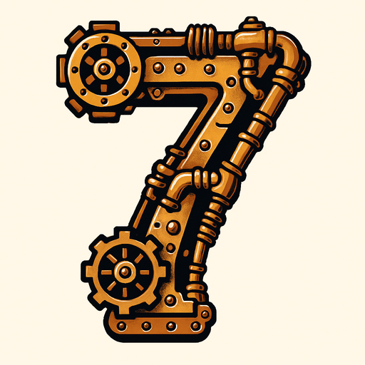 numero 7 en estilo steampunk.
In-Game asset.  2d.  High contrast.  No shadows