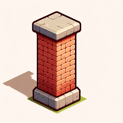 A chimney, cartoon 2d, side view Single Game Texture. In-Game asset. 2d. Blank background. High contrast. No shadows.