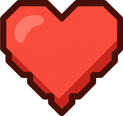 game heart. No background. Transparent background. Blank background. No shadows. 2d. In-Game asset. flat