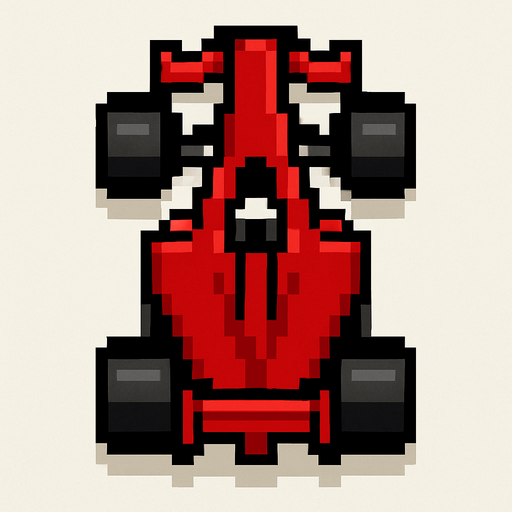 Draw 2d pixel formula 1 car top view Red..
In-Game asset.  2d.  High contrast.  No shadows