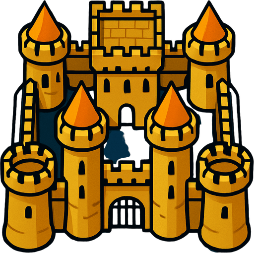 castillo desde arriba.
In-Game asset.  2d.  High contrast.  No shadows