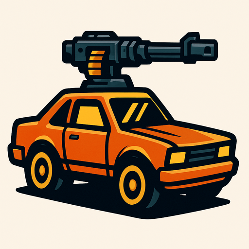 a car with a gun on it.
In-Game asset.  2d.  High contrast.  No shadows