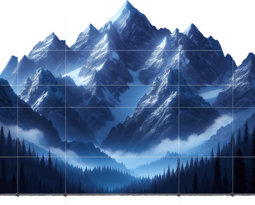 Background mountains, nighttime, snow topped
Single Game Texture. In-Game asset. 2d. Blank background. High contrast. No shadows.
