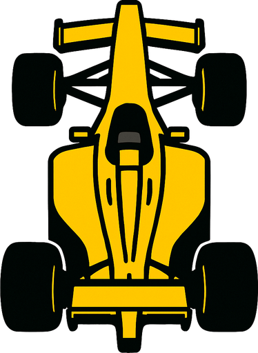 Yellow F1 from a bird's eye view..
In-Game asset.  2d.  High contrast.  No shadows