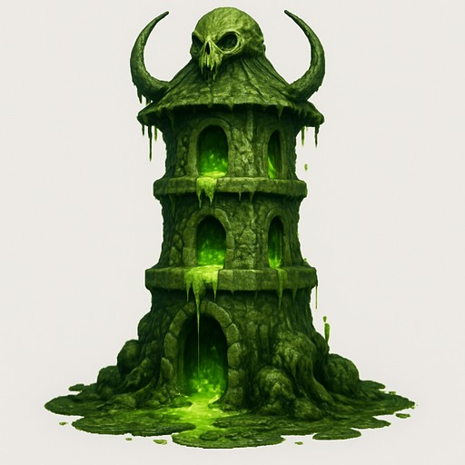 poisonous tower realistic.
In-Game asset.  2d.  High contrast.  No shadows