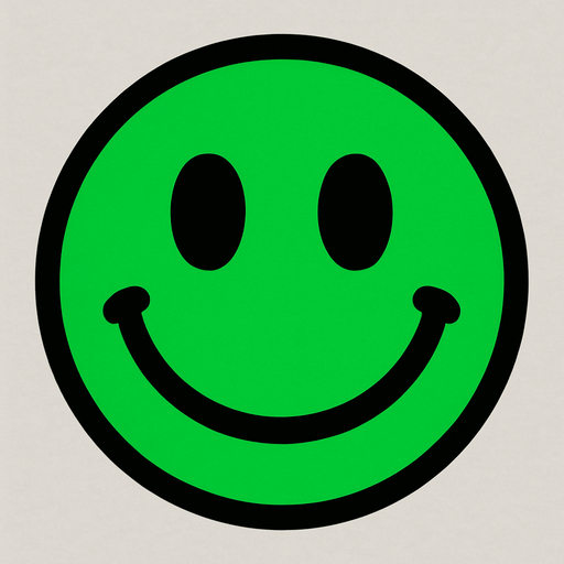 Green smiley face.
In-Game asset.  2d.  High contrast.  No shadows