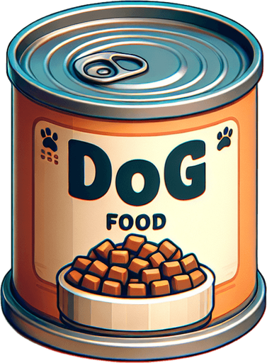 can of Dog Food. Game asset. 3d clipart. Blank background. High contrast. No shadows..