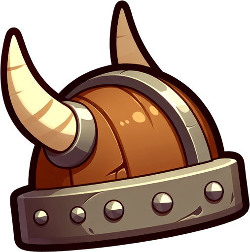A horned Viking cap. Side profile. Cartoon..
Single Game Texture.  In-Game asset.  2d.  Blank background.  High contrast.  No shadows