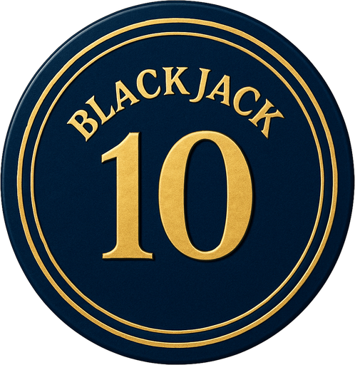 "Crea un asset para una ficha de casino de $10 para Blackjack.
Color Principal: Azul zafiro profundo o un azul medianoche.
Borde/Detalles: Dos o tres franjas finas en un color que contraste, como blanco o dorado.
Valor: El número '10' grande y claro en el centro, en dorado o blanco, con una tipografía de casino.
Estilo: Lujoso, elegante, coherente con 'La Tentación Dorada'.".
In-Game asset.  2d.  High contrast.  No shadows que el texto blackjack ete arriba