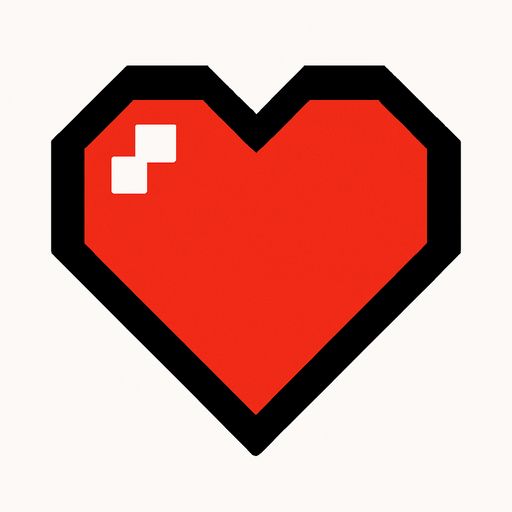 Coeur de points de vie.
In-Game asset.  2d.  High contrast.  No shadows