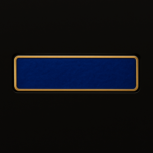 Keep the shape but make the material a blue felt with a golden border around it.