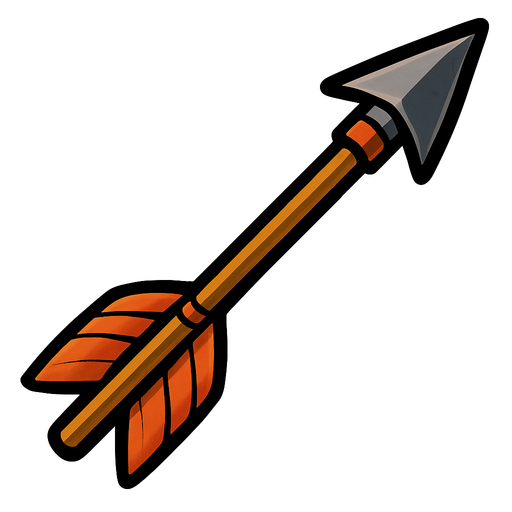 Una flecha de arco.
In-Game asset.  2d.  High contrast.  No shadows